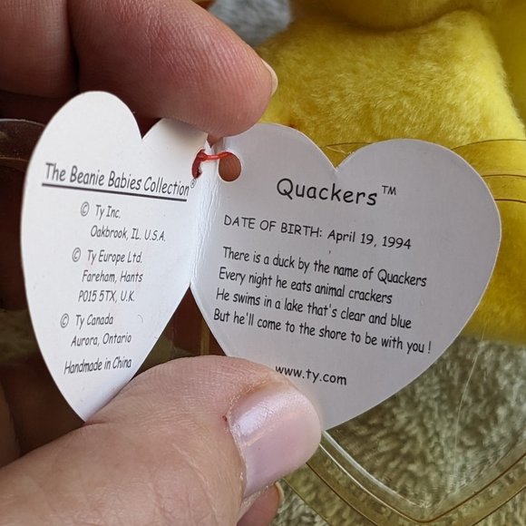 Quackers the Duck 1993 Original Beanie Babies NWT - Picture 7 of 8